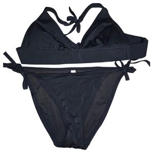 Victoria’s Secret Bikini Y2k Black Set 2008 Swim Push-Up Halter Size Medium